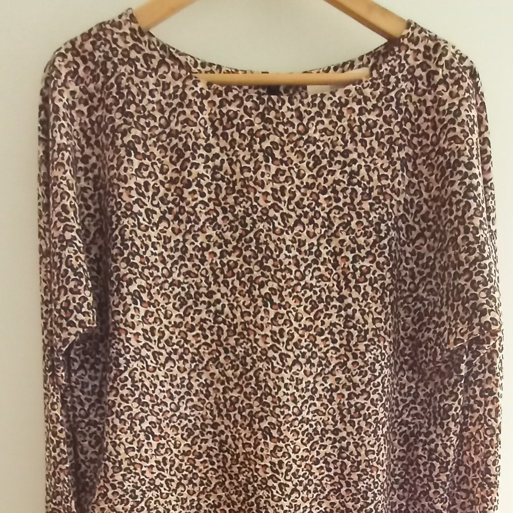 LOFT Leopard Print Long Sleeve Dress